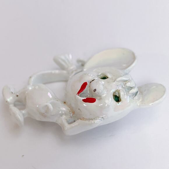 Mid Century Enamel Mouse Brooch White Iridescent Figural 1950s Pin Vintage - Picture 4 of 6
